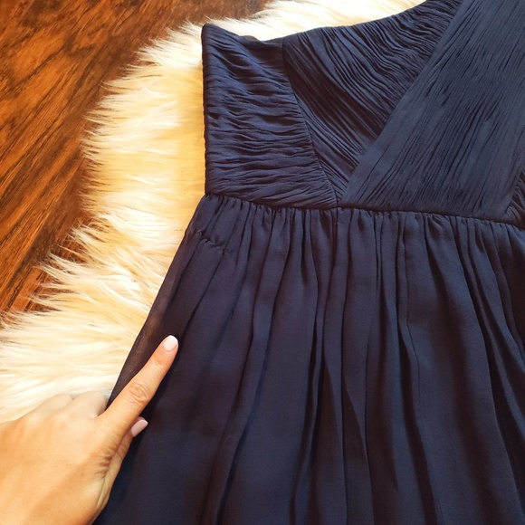 Tibi NWT Silk Chiffon Navy One Shoulder Dress - Picture 8 of 8